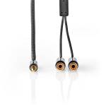 Nedis CATB22250GY02 Stereo Audio Adapter Cable | 3,5 mm Male - 2x RCA Female | 0,2 m | Gun Metal Grey Gevlochten