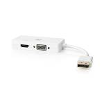 Nedis CCGP37366WT02 DisplayPort Multipoort-Adapterkabel | Mini-DisplayPort Male - VGA Female + DVI-D 24+1-Pins Female...