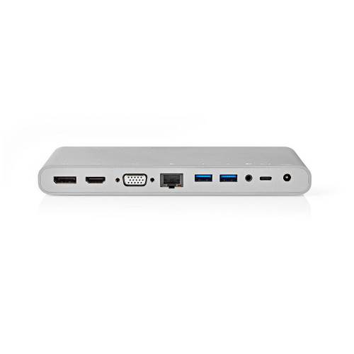 Nedis CCTB64991AL02 USB Type-C Multi Docking | Type-C Male - 4x USB 3.0 A Female + HDMIT-uitgang + VGA Female + Displ...