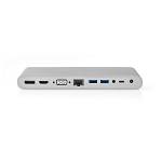 Nedis CCTB64991AL02 USB Type-C Multi Docking | Type-C Male - 4x USB 3.0 A Female + HDMIT-uitgang + VGA Female + Displ...