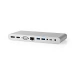 Nedis CCTB64991AL02 USB Type-C Multi Docking | Type-C Male - 4x USB 3.0 A Female + HDMIT-uitgang + VGA Female + Displ...