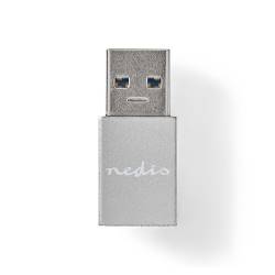 Nedis CCTB60925AL USB-Adapter | USB 3.2 Gen 1 | USB-A Male | USB Type-C™ Female | Vernikkeld | Recht | Aluminium | Zi...