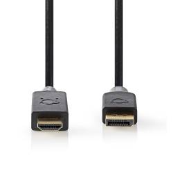Nedis CCBW37100AT10 DisplayPort-Kabel | DisplayPort Male | HDMI™ Connector | 4K@30Hz | Verguld | 1.0 m | Rond | PVC |...