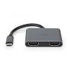 Nedis CCGP64670BK01 USB Multi-Port Adapter | USB 3.2 Gen 1 | USB-C™ Male | 2x HDMI™ | 0.10 m | Rond | Vernikkeld | PV...