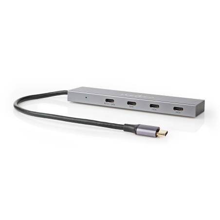 Nedis UHUBU3470AT USB-Hub | 1x USB-C™ 3.2 Gen 2 Male | USB-C™ 3.2 Gen 2 Female with PD 3.0 / 3x USB-C™ 3.2 Gen 2 Fema...