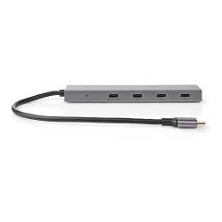 Nedis UHUBU3470AT USB-Hub | 1x USB-C™ 3.2 Gen 2 Male | USB-C™ 3.2 Gen 2 Female with PD 3.0 / 3x USB-C™ 3.2 Gen 2 Fema...