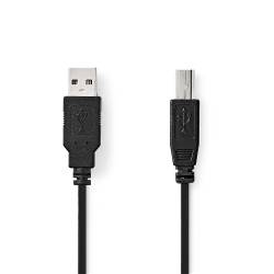 Nedis CCGL60100BK30 USB-Kabel | USB 2.0 | USB-A Male | USB-B Male | 10 W | 480 Mbps | Vernikkeld | 3.00 m | Rond | PV...