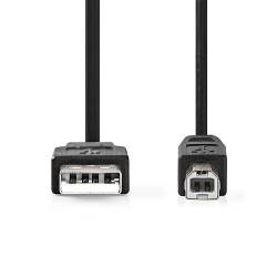 Nedis CCGL60100BK30 USB-Kabel | USB 2.0 | USB-A Male | USB-B Male | 10 W | 480 Mbps | Vernikkeld | 3.00 m | Rond | PV...