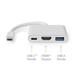 Nedis CCGB64770WT01 USB Multi-Port Adapter | USB 3.2 Gen 1 | USB-C™ Male | HDMI™ Output / USB-A Female / USB-C™ Femal...