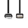 Nedis CCGL60010BK10 USB-Kabel | USB 2.0 | USB-A Male | USB-A Female | 480 Mbps | Vernikkeld | 1.00 m | Rond | PVC | Z...