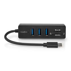 Nedis CCGB64250BK01 USB-Hub | 1x USB-C™ | 3x USB A Female | 5-Poorts poort(en) | USB 3.2 Gen 1 | USB Gevoed | 5 Gbps ...