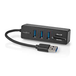 Nedis CCGB61250BK01 USB-Hub | USB-A Male | 3x USB A Female | 5-Poorts poort(en) | USB 3.2 Gen 1 | USB Gevoed | 5 Gbps...