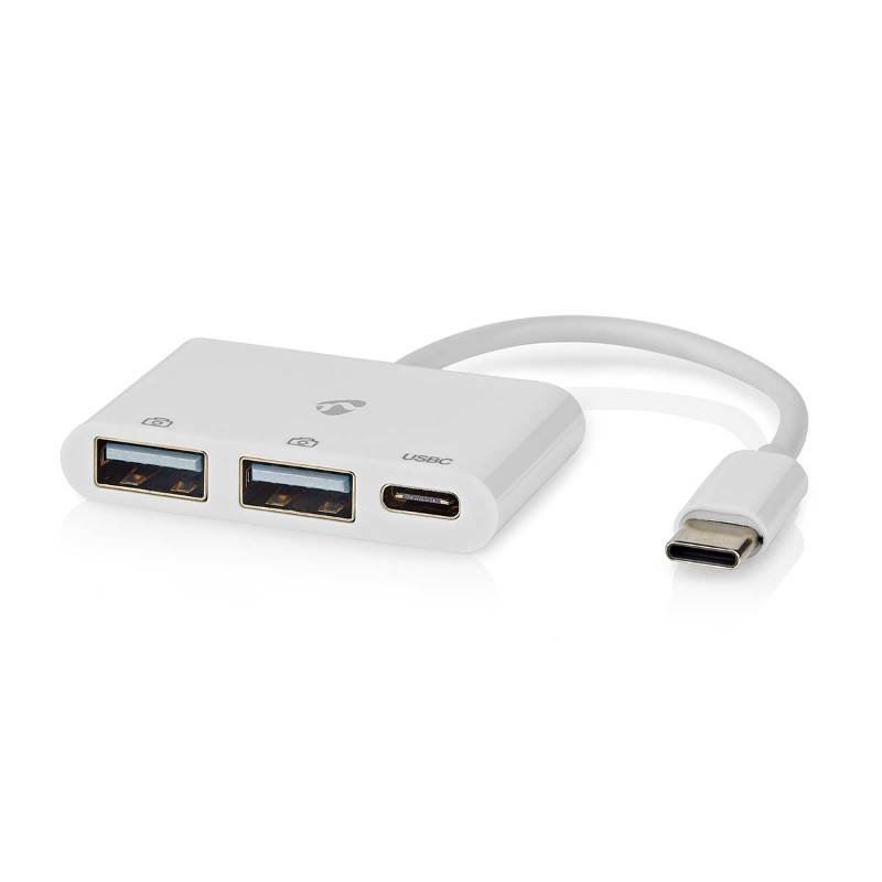 Nedis CCGB64785WT01 USB-Hub | 1x USB-C™ | 1x USB-C™ / 2x USB 2.0 A Female | 3 poort(en) | USB Gevoed