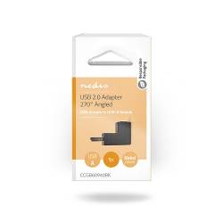 Nedis CCGB60940BK USB-A Adapter | USB 2.0 | USB-A Male | USB-A Female | 480 Mbps | Rond | Vernikkeld | PVC | Zwart | ...