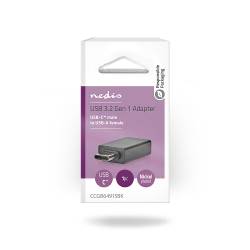 Nedis CCGB64915BK USB-C™ Adapter | USB 3.2 Gen 1 | USB-C™ Male | USB-A Female | 5 Gbps | OTG | Rond | Vernikkeld | Zw...