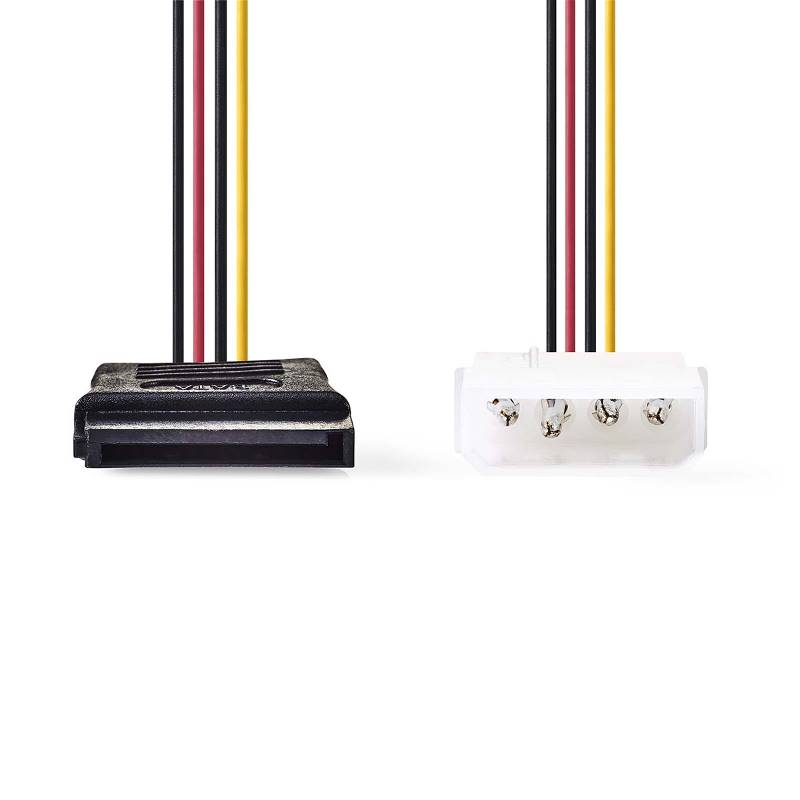 Nedis CCGB73500VA015 Interne Voedingskabel | Molex Male | SATA 15-Pins Female | Verguld | 0.15 m | Rond | PVC | Multi...