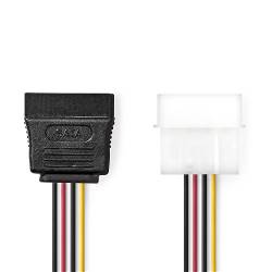 Nedis CCGB73500VA015 Interne Voedingskabel | Molex Male | SATA 15-Pins Female | Verguld | 0.15 m | Rond | PVC | Multi...