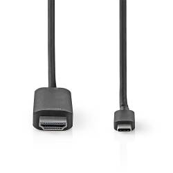 Nedis CCGL64655BK20 USB-C™ Adapter | USB 3.2 Gen 1 | USB-C™ Male | HDMI™ Connector | 4K@60Hz | 2.00 m | Rond | Vernik...