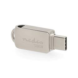 Nedis FDRIUC3128SI Flash Drive | 128 GB | USB-A / USB-C™ | Leessnelheid: 110 MB/s | Schrijfsnelheid: 30 MB/s