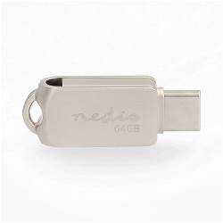 Nedis FDRIUC364SI Flash Drive | 64 GB | USB-A / USB-C™ | Leessnelheid: 90 MB/s | Schrijfsnelheid: 20 MB/s