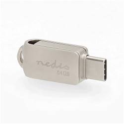 Nedis FDRIUC364SI Flash Drive | 64 GB | USB-A / USB-C™ | Leessnelheid: 90 MB/s | Schrijfsnelheid: 20 MB/s