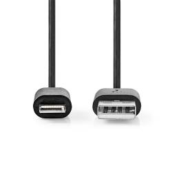 Nedis CCGL39300BK10 Lightning Kabel | USB 2.0 | Apple Lightning 8-Pins | USB-A Male | 480 Mbps | Vernikkeld | 1.00 m ...