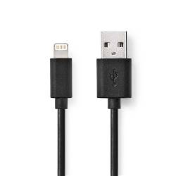 Nedis CCGL39300BK10 Lightning Kabel | USB 2.0 | Apple Lightning 8-Pins | USB-A Male | 480 Mbps | Vernikkeld | 1.00 m ...