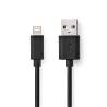 Nedis CCGL39300BK10 Lightning Kabel | USB 2.0 | Apple Lightning 8-Pins | USB-A Male | 480 Mbps | Vernikkeld | 1.00 m ...