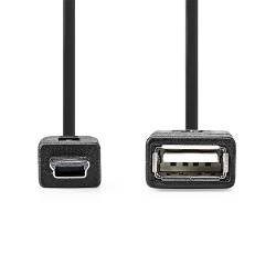 Nedis CCGB60315BK02 USB-Adapter | USB 2.0 | Mini 5-Pin Male | USB-A Female | 480 Mbps | OTG | 0.20 m | Rond | Vernikk...