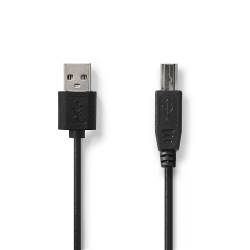 Nedis CCGL60101BK20 USB-Kabel | USB 2.0 | USB-A Male | USB-B Male | 480 Mbps | Vernikkeld | 2.00 m | Rond | PVC | Zwa...
