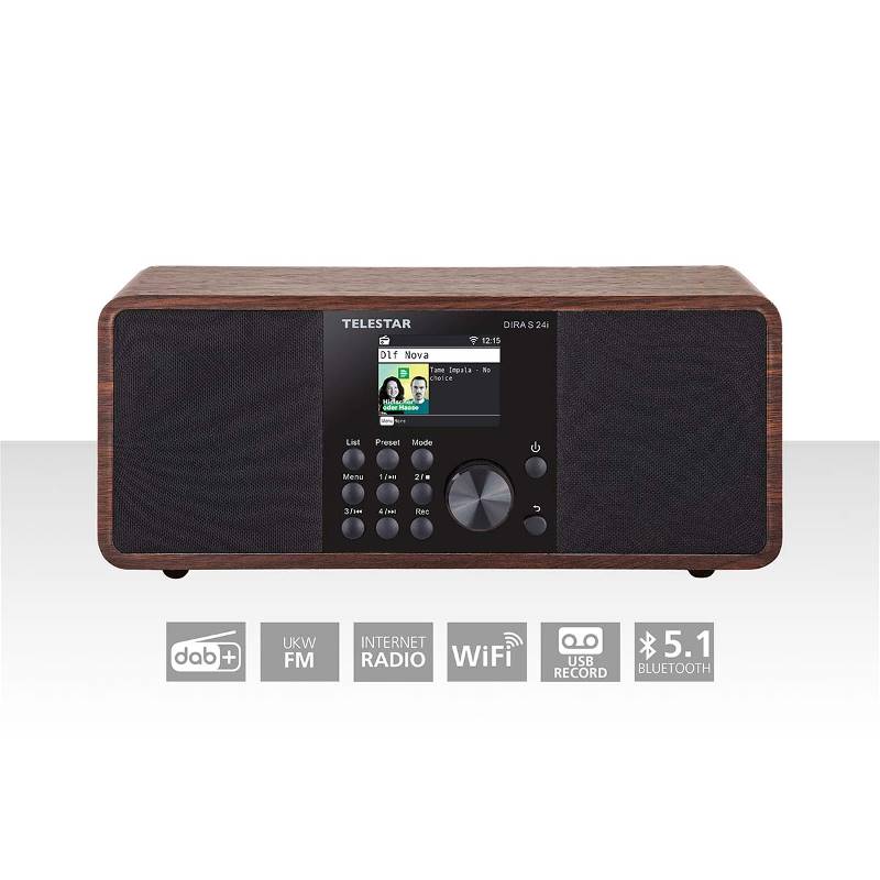 Telestar 30-200-01 DIRA S 24i Multifunctionele Stereo Radio DAB+ / FM / Internet / Bluetooth Hout