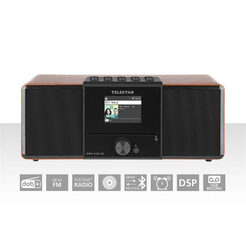 Telestar 30-320-01 DIRA S32i CD EWF Multifunctionele Stereo Radio met CD-speler DAB+ / FM / Internet / Bluetooth Hout