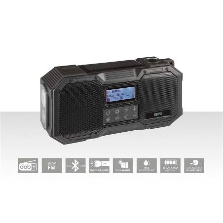 Imperial 22-105-00 DABMAN OR 1 Robuuste DAB+ / FM / Bluetooth Buitenradio / Zwengelradio Zwart